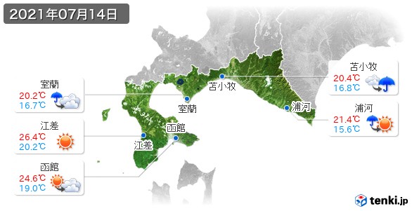 道南(2021年07月14日の天気