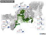 2021年07月15日の東海地方の実況天気