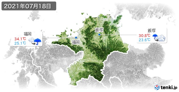 福岡県(2021年07月18日の天気