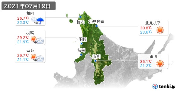 道北(2021年07月19日の天気