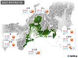 2021年07月21日の東海地方の実況天気