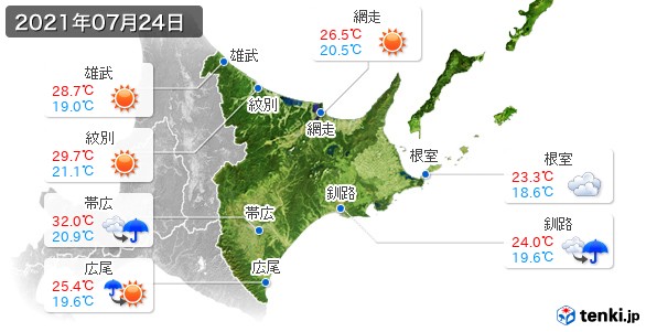 道東(2021年07月24日の天気