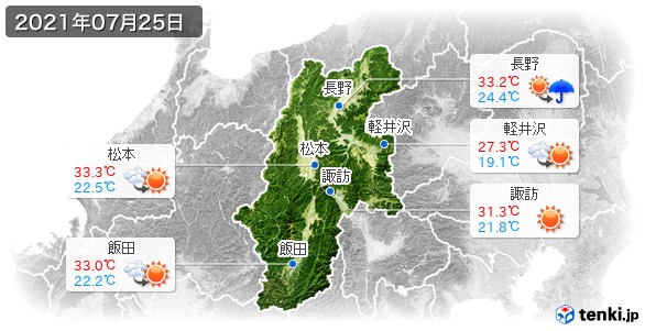 長野県(2021年07月25日の天気