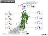 2021年07月26日の東北地方の実況天気