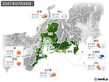 2021年07月26日の東海地方の実況天気