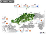 2021年07月27日の中国地方の実況天気