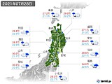 2021年07月28日の東北地方の実況天気