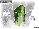 2021年07月28日の栃木県の実況天気