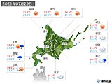 2021年07月29日の北海道地方の実況天気