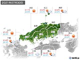 2021年07月30日の中国地方の実況天気