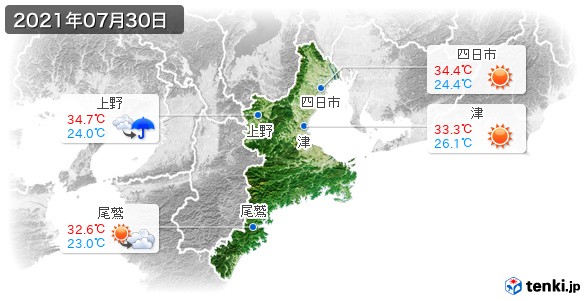 三重県(2021年07月30日の天気