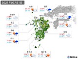 2021年07月31日の九州地方の実況天気