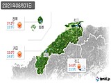 2021年08月01日の島根県の実況天気