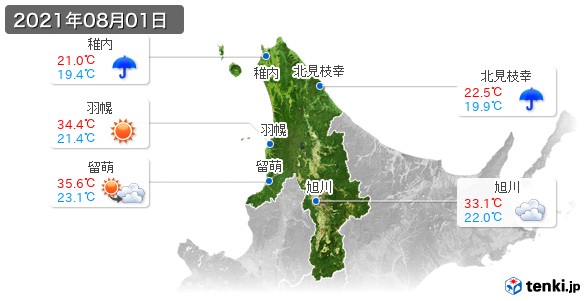 道北(2021年08月01日の天気