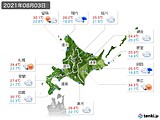 2021年08月03日の北海道地方の実況天気
