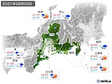 2021年08月03日の東海地方の実況天気