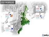 2021年08月03日の三重県の実況天気