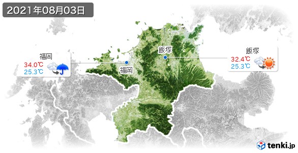 福岡県(2021年08月03日の天気