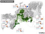2021年08月05日の東海地方の実況天気