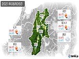 2021年08月05日の長野県の実況天気