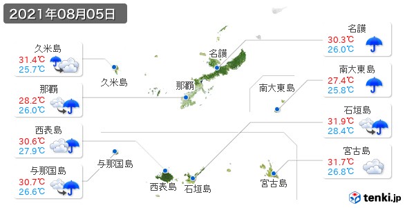 沖縄県(2021年08月05日の天気
