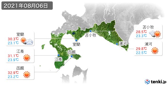 道南(2021年08月06日の天気