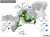 2021年08月07日の東海地方の実況天気