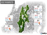 2021年08月07日の長野県の実況天気