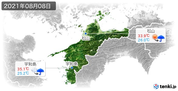 愛媛県(2021年08月08日の天気