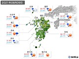 2021年08月09日の九州地方の実況天気