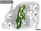 2021年08月09日の長野県の実況天気