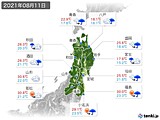 2021年08月11日の東北地方の実況天気