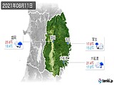 2021年08月11日の岩手県の実況天気
