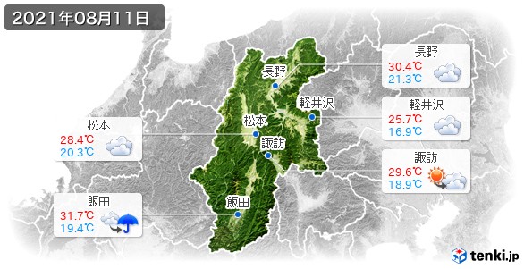 長野県(2021年08月11日の天気
