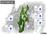 2021年08月13日の長野県の実況天気