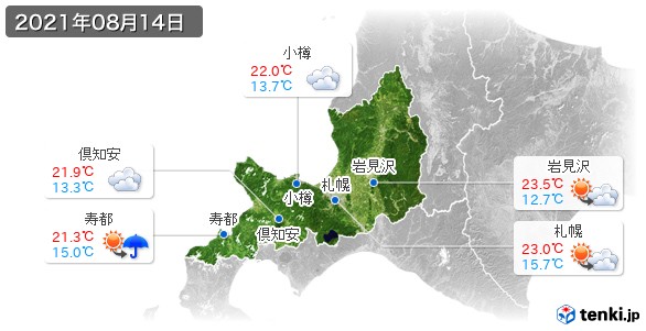 道央(2021年08月14日の天気