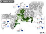 2021年08月17日の東海地方の実況天気