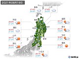 2021年08月19日の東北地方の実況天気