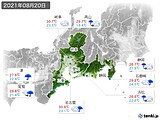 2021年08月20日の東海地方の実況天気