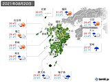 2021年08月20日の九州地方の実況天気