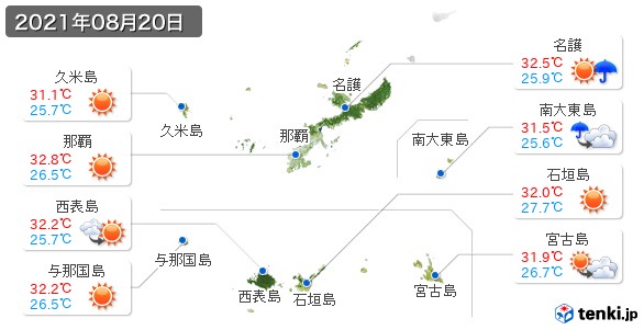 沖縄県(2021年08月20日の天気