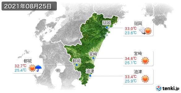 宮崎県(2021年08月25日の天気