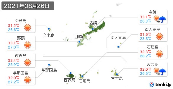 沖縄県(2021年08月26日の天気