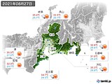 2021年08月27日の東海地方の実況天気