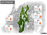 2021年08月28日の長野県の実況天気