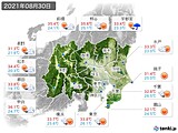 2021年08月30日の関東・甲信地方の実況天気