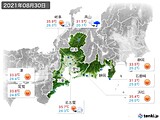 2021年08月30日の東海地方の実況天気