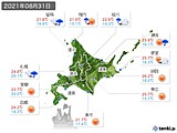 2021年08月31日の北海道地方の実況天気