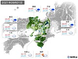 2021年09月01日の近畿地方の実況天気