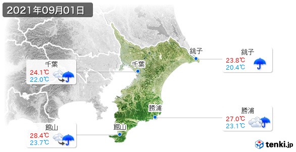 千葉県(2021年09月01日の天気